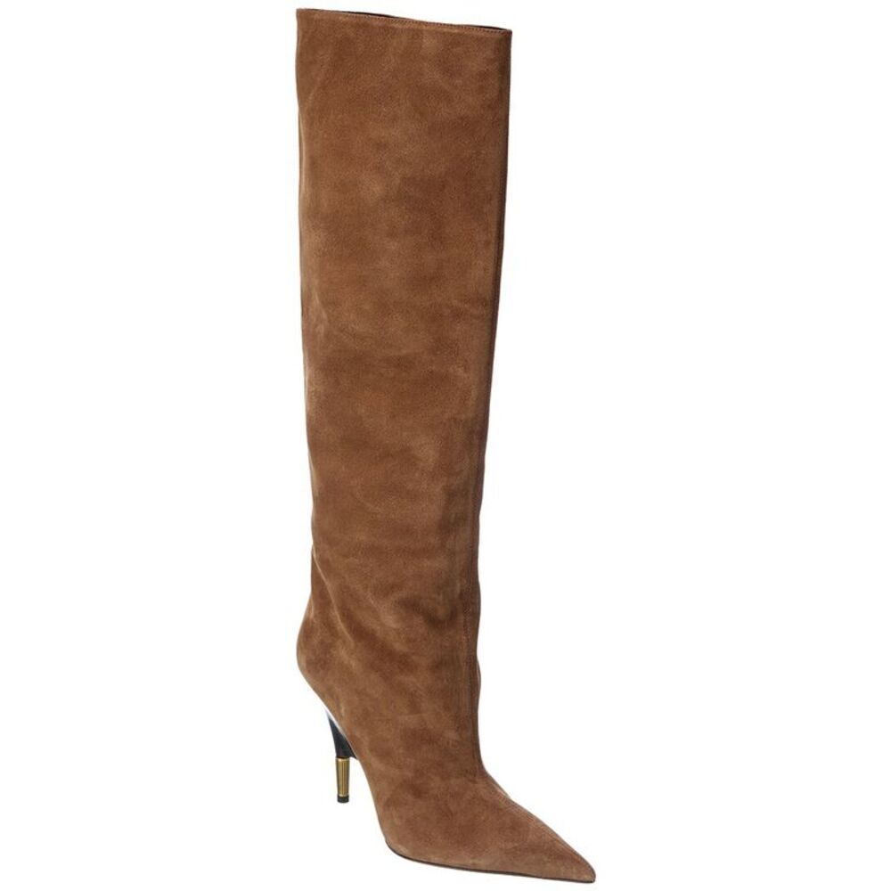 Khaite Bella Suede Knee-High Boot, Brown
